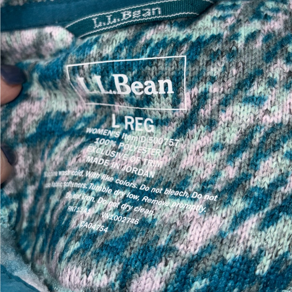 Women's L.L.Bean Sweater Fleece Pullover Teal size Large - Picture 5 of 5